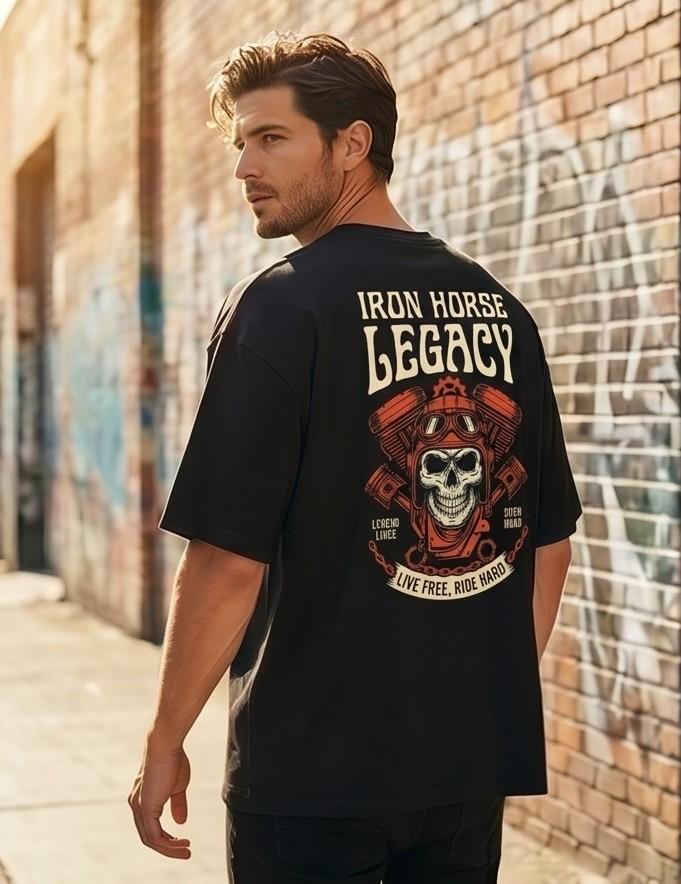 Iron Horse Legacy | Oversized Vintage Biker Tee | Buckz Studio