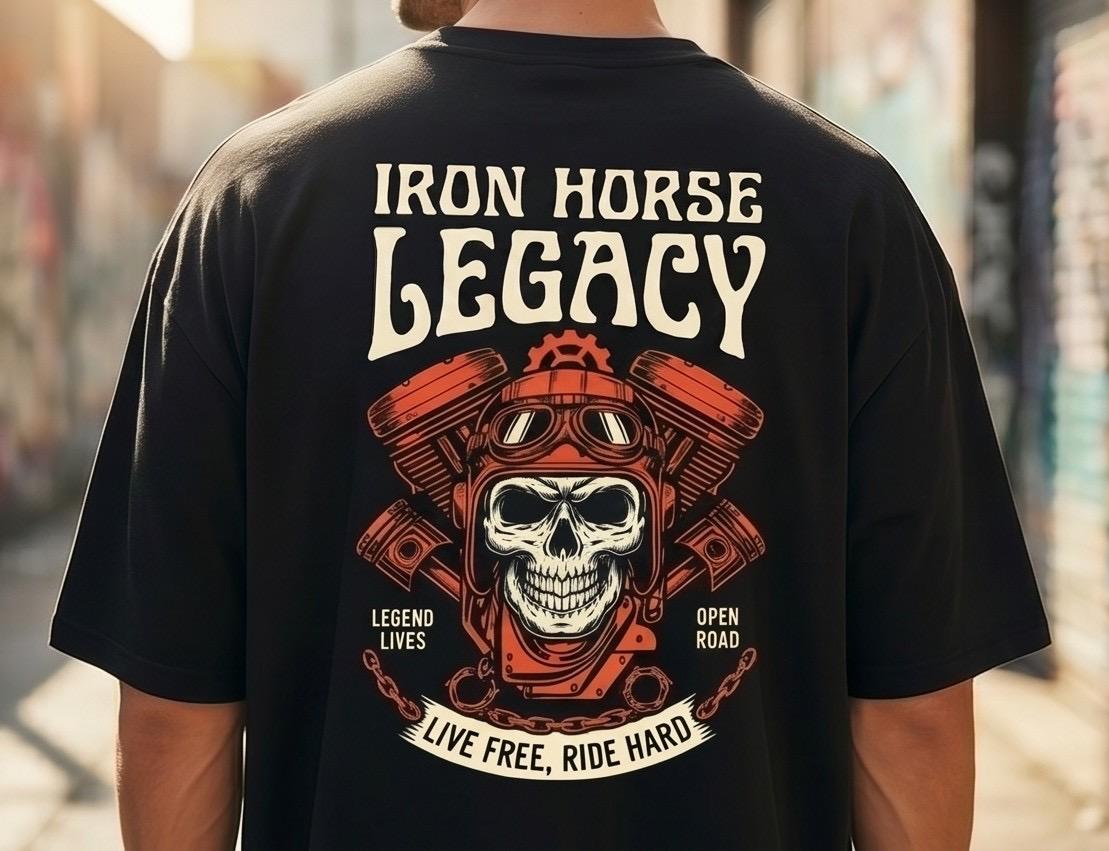 Iron Horse Legacy | Oversized Vintage Biker Tee | Buckz Studio