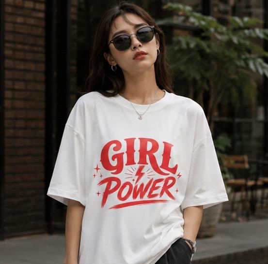 White Girl Power graphic t-shirt with sunglasses