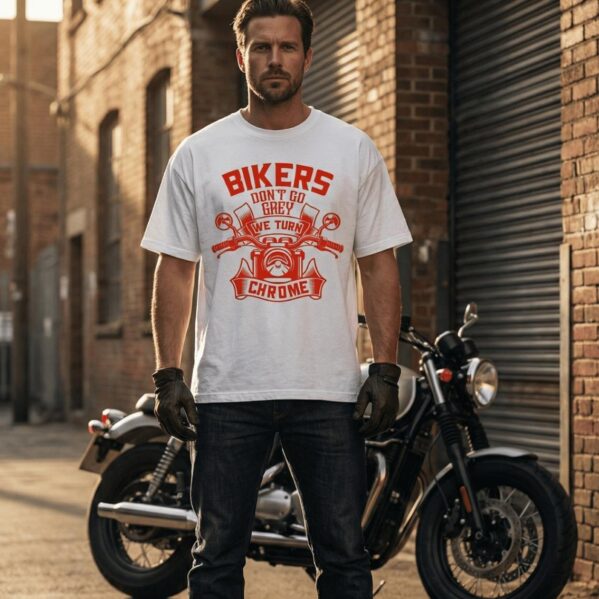 "Bikers Don’t Go Grey" Premium oversized Tee – Buckz Studio Vintage Moto Collection