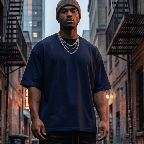 Plain Oversized premium Tee – Navy Blue